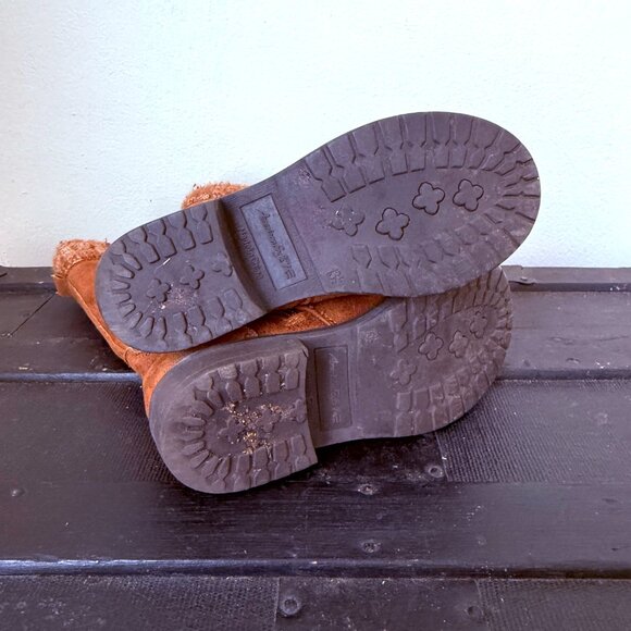 American Eagle Women's Faux Leather Orange Knit Top Lace Up Boots Size 13 1/2 - Picture 6 of 7